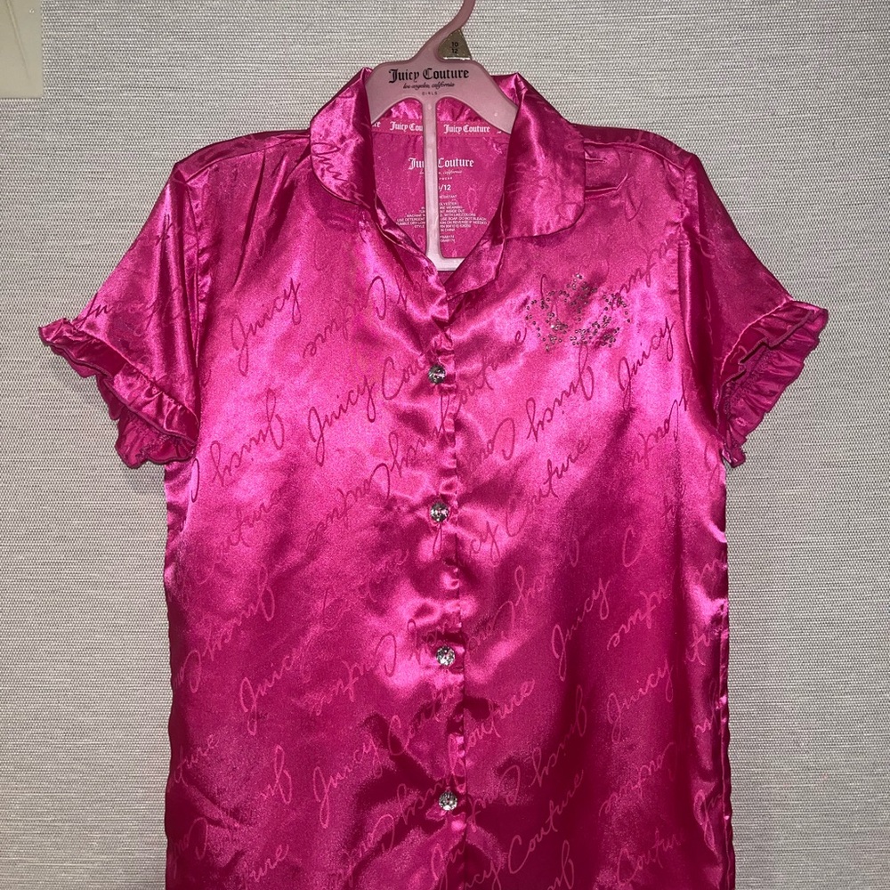 Juicy Couture Fuchsia Satin Shirt and Shorts